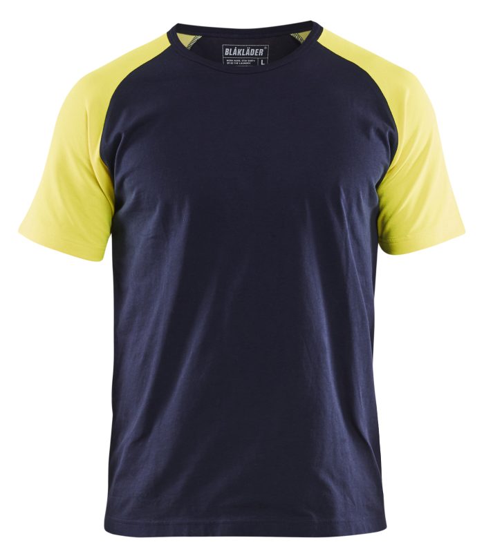 Blaklader T-shirt Navy Blue Hi-vis yellow