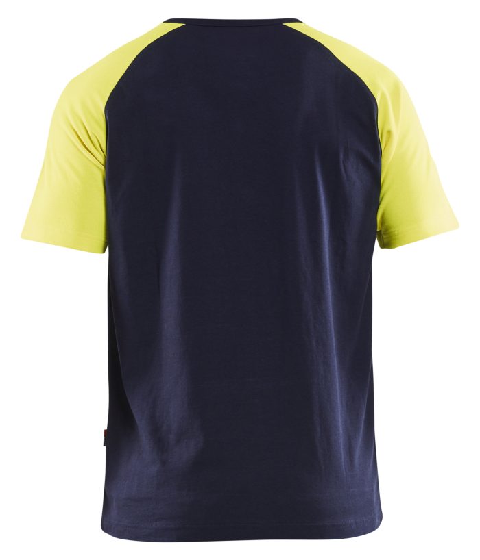 Blaklader T-shirt Navy Blue Hi-vis yellow - Image 2